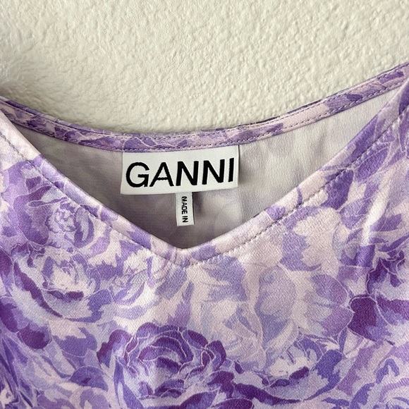 Ganni Floral Printed Midi Skirt & Cami Top Set in Violet - Picture 8 of 13